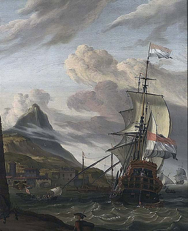 Dutch Ship Entering a Mediterranean Port